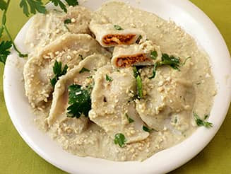 Jackfruittal töltött ravioli vegán növényi alapú recept bulkshop Jackfruittal töltött ravioli vegán növényi alapú recept bulkshop