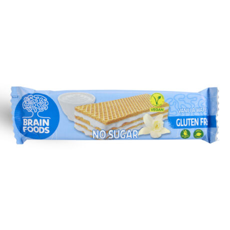 brain foods gluténmentes ostyaszelet vaníliás krémmel töltött, édesítőszerekkel 30g - bulkshop.hu
