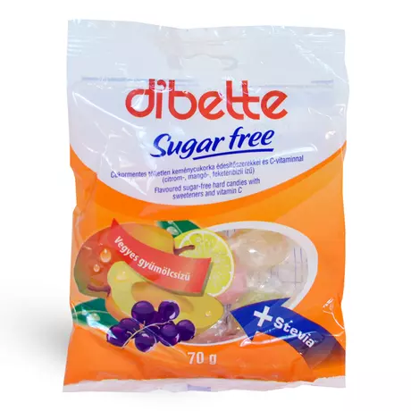 Dibette cukormentes vegyes gyümölcs ízű cukorka édesítőszerekkel 70g - bulkshop.hu