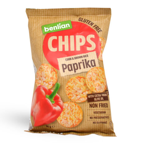Kukorica és barnarizs chips, paprikás 50g Benlian - Bulkshop