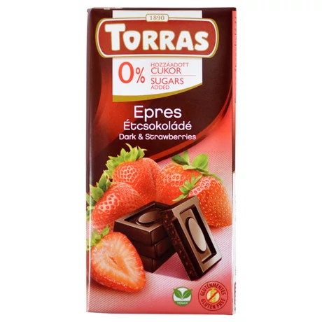 Étcsokoládé cukormentes epres 75g, Torras - bulkshop