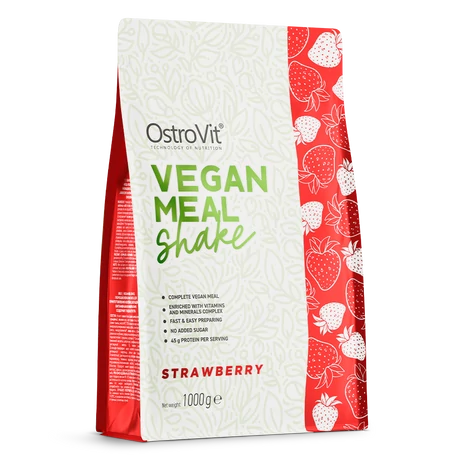 OstroVit vegán étkezéspótló shake, eper ízű 1000g