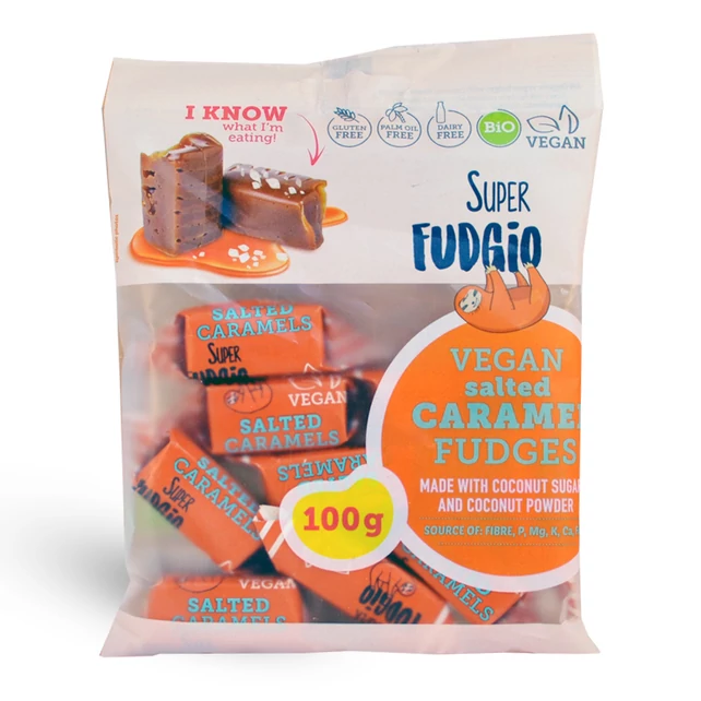 Fudgio Sós karamellás Vegán karamella bio 100g - bulkshop.hu