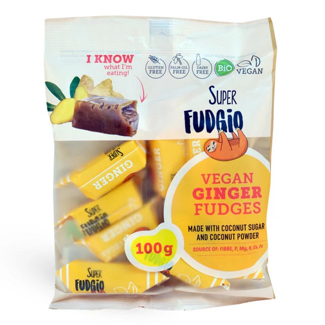 Fudgio gyömbéres vegán karamella bio 100g - bulkshop.hu