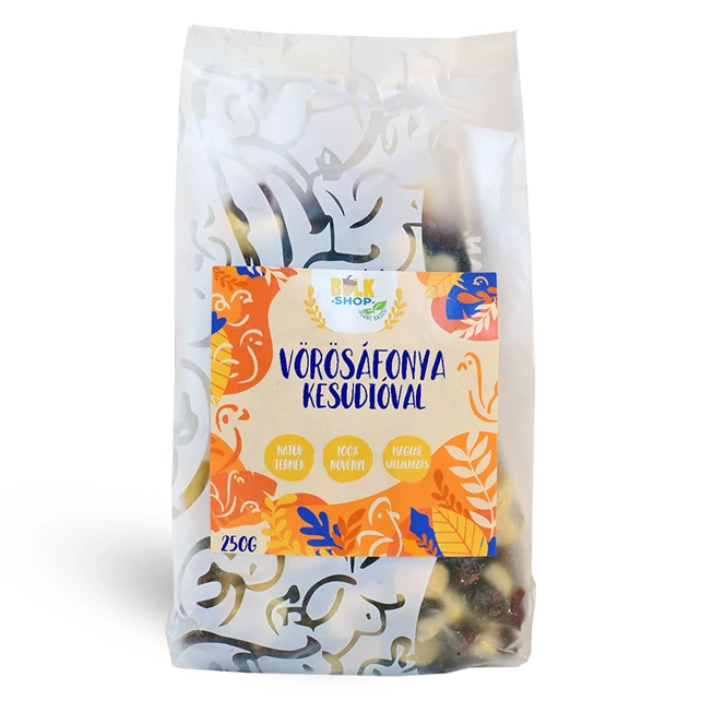 Bulkshop vörösáfonya kesudióval 250g - bulkshop.hu