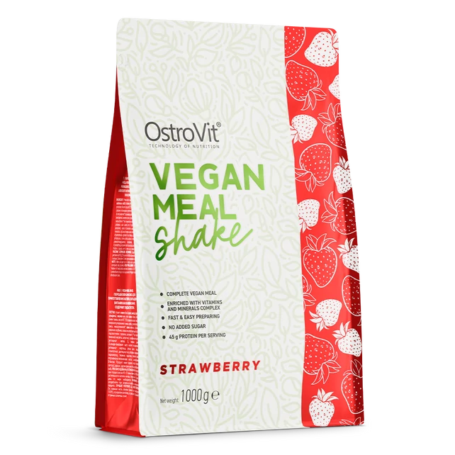 OstroVit vegán étkezéspótló shake, eper ízű 1000g