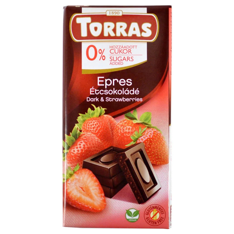 Torras étcsokoládé cukormentes epres 75g