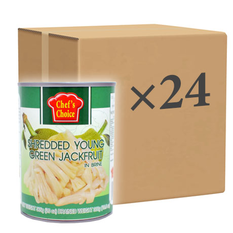 Jackfruit konzerv, egész karton 24×565g (zöld, apróra vágott)
