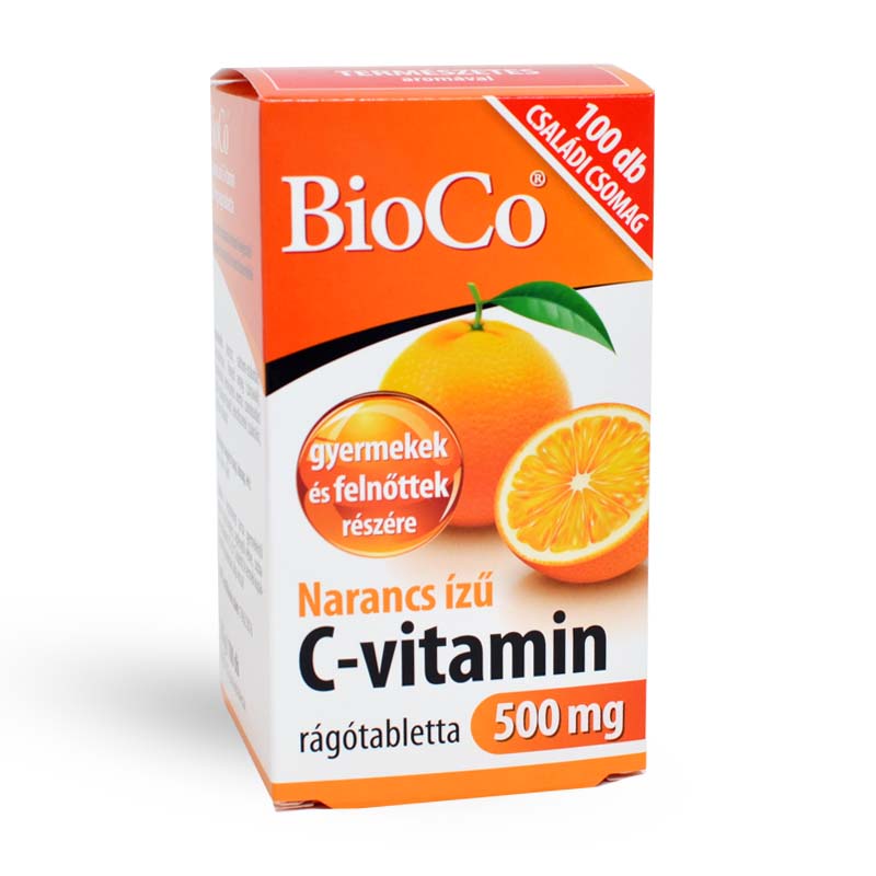 BioCo narancs ízű C-vitamin 500 mg rágótabletta 100db
