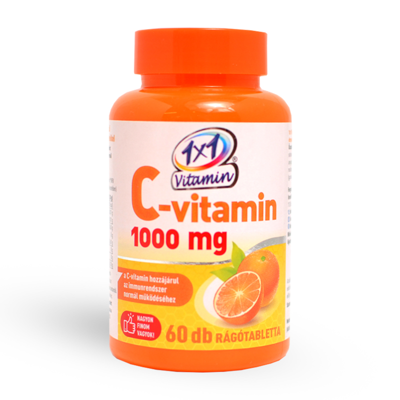 C-vitamin narancsízű rágótabletta 1000mg 60db (1X1 Vitamin)
