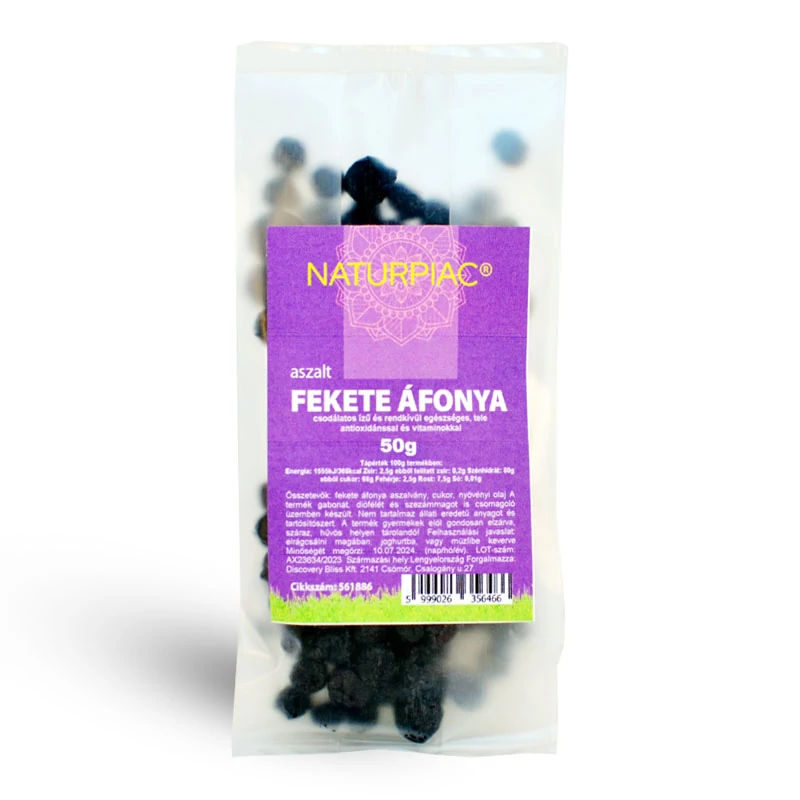 NaturPiac aszalt fekete áfonya 50g 