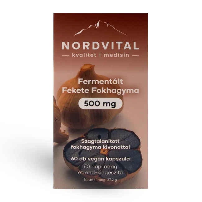 Nordvital fermentált fekete fokhagyma 500mg 60db